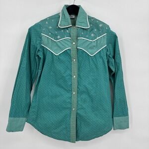 Vintage Kristin International Pearl Snap Coated Cotton Shirt Vintage Women's 12